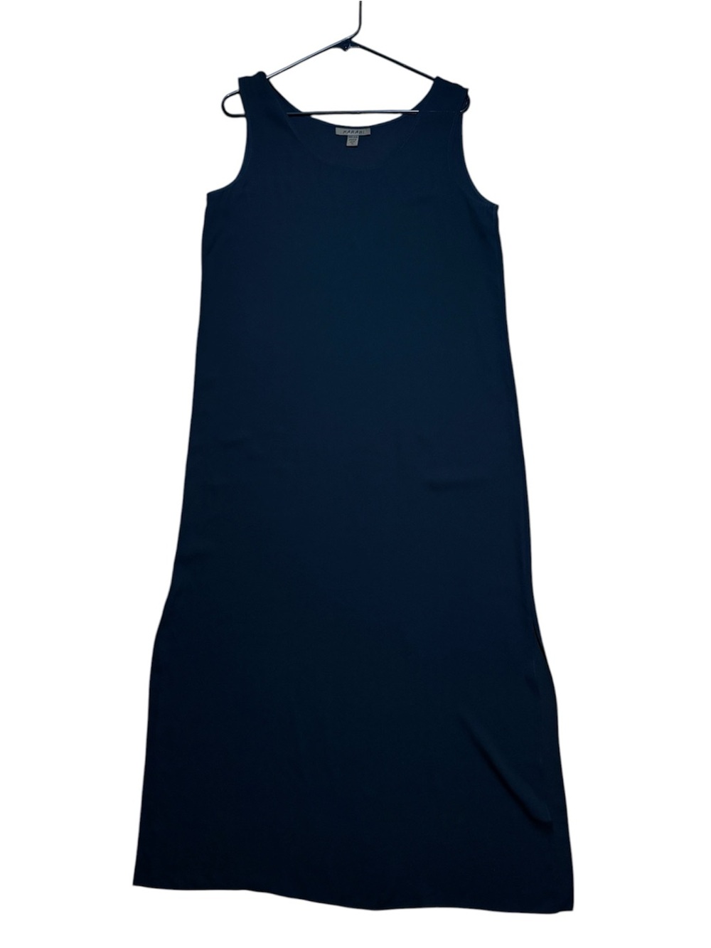 Harari 100% Silk Semi-Sheer Maxi Slip Dress in Black Sz M